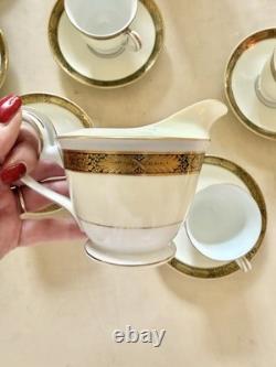 Noritake Goldkin 17 Piece 6-Person Cream Gold Coffee Service Japanese Bone China