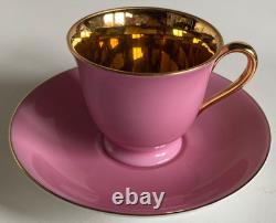 Noritake Harlequin Pink & Gold (likely 24k gold) Cabinet Demitasse Cup & Saucer