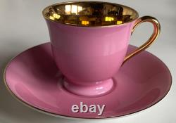 Noritake Harlequin Pink & Gold (likely 24k gold) Cabinet Demitasse Cup & Saucer