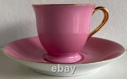Noritake Harlequin Pink & Gold (likely 24k gold) Cabinet Demitasse Cup & Saucer