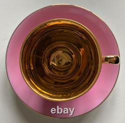 Noritake Harlequin Pink & Gold (likely 24k gold) Cabinet Demitasse Cup & Saucer