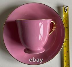 Noritake Harlequin Pink & Gold (likely 24k gold) Cabinet Demitasse Cup & Saucer