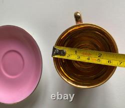 Noritake Harlequin Pink & Gold (likely 24k gold) Cabinet Demitasse Cup & Saucer