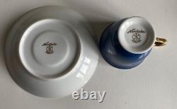 Noritake Harlequin Royal Blue & Gold (likely 24k gold) Demitasse Cup & Saucer