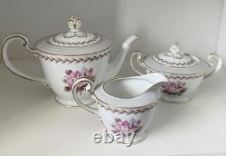 Noritake Tea Set Rosemont 4 X Cups & Saucers Side Plates Teapot Cream Sugar