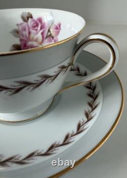 Noritake Tea Set Rosemont 4 X Cups & Saucers Side Plates Teapot Cream Sugar