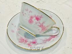 Noritake Tea cups Saucers Teapot Vintage porcelain China pink gold white