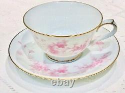 Noritake Tea cups Saucers Teapot Vintage porcelain China pink gold white