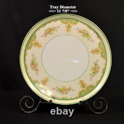 Noritake Tray Teapot Creamer Sugar 2 Cups & Saucers Floral Green Gold 1918-1931