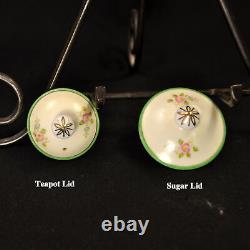 Noritake Tray Teapot Creamer Sugar 2 Cups & Saucers Floral Green Gold 1918-1931