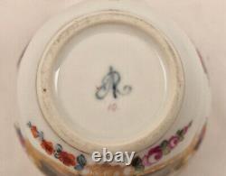 Ntique Dresden Meissen Covered Cup & Saucer, Peasant Life, Hand Painted, 1879