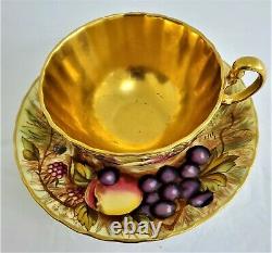 ORCHARD GOLD by AynsleyFooted CUP & SAUCER SetSigned N. Brunt