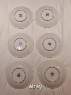 O. M. C OTAGIRI, JAPAN DEMITASSE CUP & SAUCER Blue Gold FLORAL (set of 6)