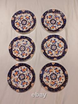 O. M. C OTAGIRI, JAPAN DEMITASSE CUP & SAUCER Blue Gold FLORAL (set of 6)