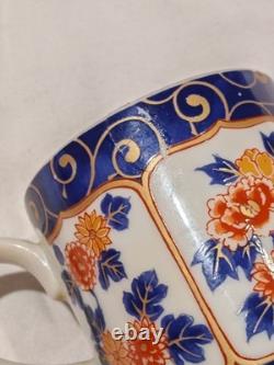 O. M. C OTAGIRI, JAPAN DEMITASSE CUP & SAUCER Blue Gold FLORAL (set of 6)