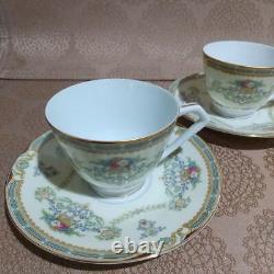 Old Noritake Floral Gold Trim Cups & Saucers Set of 2