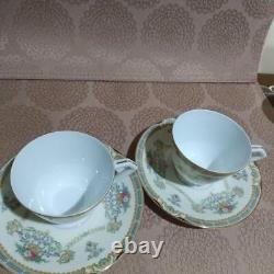 Old Noritake Floral Gold Trim Cups & Saucers Set of 2
