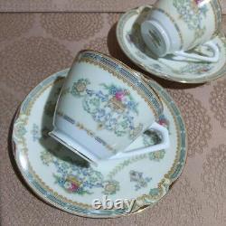 Old Noritake Floral Gold Trim Cups & Saucers Set of 2