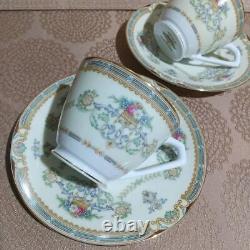 Old Noritake Floral Gold Trim Cups & Saucers Set of 2