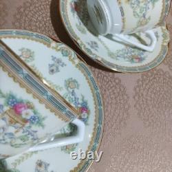 Old Noritake Floral Gold Trim Cups & Saucers Set of 2