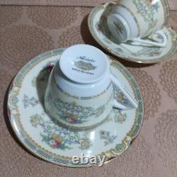 Old Noritake Floral Gold Trim Cups & Saucers Set of 2