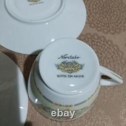 Old Noritake Floral Gold Trim Cups & Saucers Set of 2