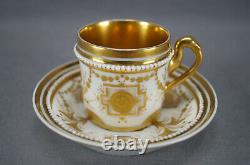 Old Paris Gold Fairy Floral & Medallions Beaded Coffee Cup & Saucer C. 1810-1830