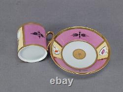 Old Paris Kneeling Man Mauve & Gold Coffee Cup & Saucer Circa 1790-1810