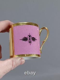 Old Paris Kneeling Man Mauve & Gold Coffee Cup & Saucer Circa 1790-1810