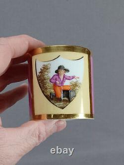 Old Paris Kneeling Man Mauve & Gold Coffee Cup & Saucer Circa 1790-1810