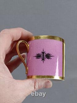 Old Paris Kneeling Man Mauve & Gold Coffee Cup & Saucer Circa 1790-1810