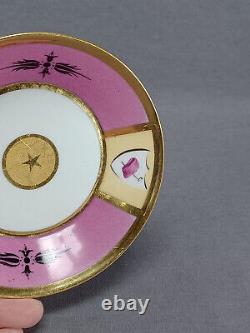 Old Paris Kneeling Man Mauve & Gold Coffee Cup & Saucer Circa 1790-1810