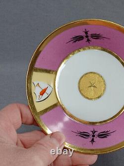 Old Paris Kneeling Man Mauve & Gold Coffee Cup & Saucer Circa 1790-1810