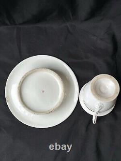 Old Paris Porcelain Empire Period Gild Monograms Lion Face Cup Saucer c1810-1820