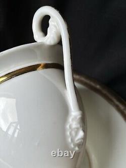 Old Paris Porcelain Empire Period Gild Monograms Lion Face Cup Saucer c1810-1820