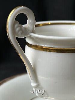 Old Paris Porcelain Empire Period Gild Monograms Lion Face Cup Saucer c1810-1820