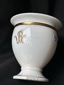Old Paris Porcelain Empire Period Gild Monograms Lion Face Cup Saucer c1810-1820
