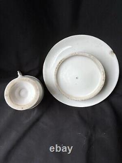 Old Paris Porcelain Empire Period Gild Monograms Lion Face Cup Saucer c1810-1820