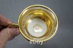 Old Paris Porcelain Gold Leaves & Cobalt Panels Empire Form Cup & Saucer C. 1820