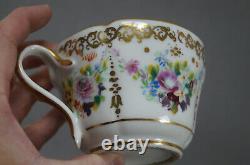 Old Paris Porcelain Hand Painted Floral & Gold Breakfast Cup & Saucer C1830-1850