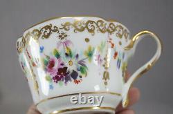 Old Paris Porcelain Hand Painted Floral & Gold Breakfast Cup & Saucer C1830-1850