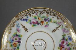 Old Paris Porcelain Hand Painted Floral & Gold Breakfast Cup & Saucer C1830-1850