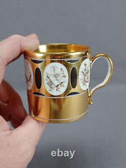 Old Paris Symbols of the Arts Black & Gold Coffee Cup & Saucer Circa 1790-1810