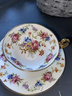 Old Royal bone china cup & saucer 1846 Est With gold base & handle hand painted