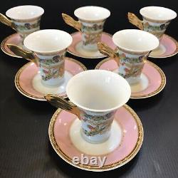 One Rosenthal Versace Butterfly Garden High Coffee Cup Saucer Pink Blue Gold