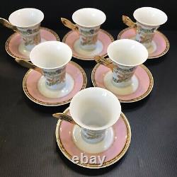 One Rosenthal Versace Butterfly Garden High Coffee Cup Saucer Pink Blue Gold