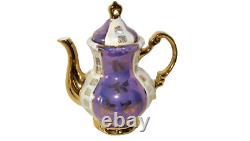 Orion Japan Lusterware Teapot & 6 Demitasse Cups & Saucers Purple Lilac/Gold VTG