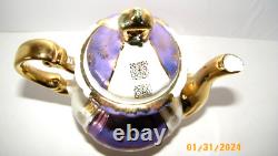Orion Japan Lusterware Teapot & 6 Demitasse Cups & Saucers Purple Lilac/Gold VTG