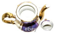 Orion Japan Lusterware Teapot & 6 Demitasse Cups & Saucers Purple Lilac/Gold VTG