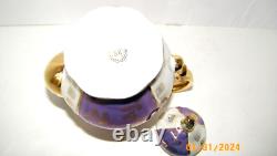 Orion Japan Lusterware Teapot & 6 Demitasse Cups & Saucers Purple Lilac/Gold VTG